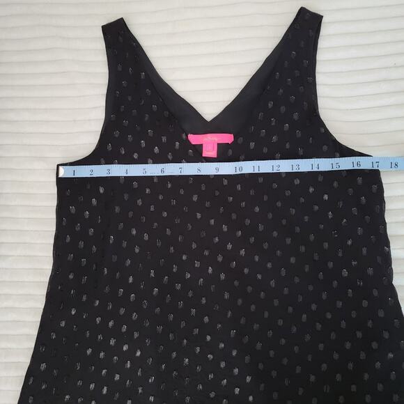 Lilly Pulitzer Black Silk Metallic Cami Tank Top Small Whimsygoth Capsule - Picture 6 of 9